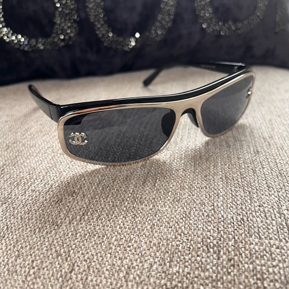 CHANEL Accessories - Chanel Rhinestone Black and Silver Women's Sunglasses